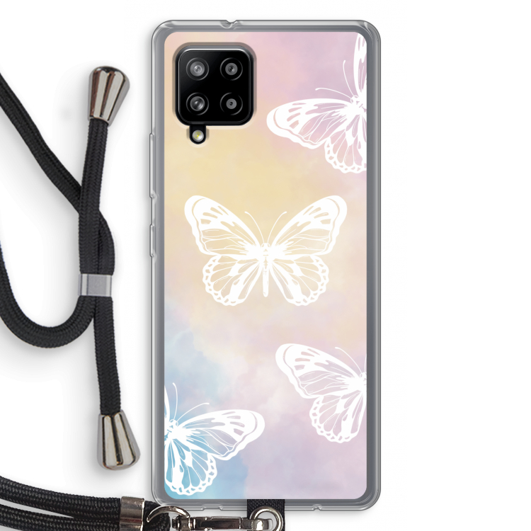 White butterfly: Samsung Galaxy A42 5G Transparant Hoesje met koord