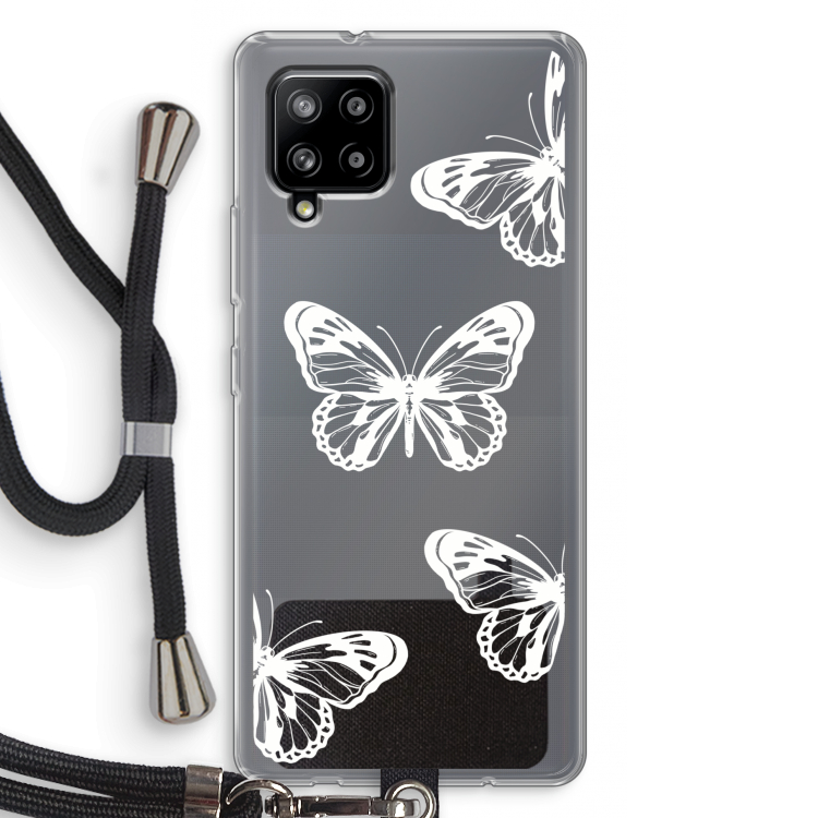 White butterfly: Samsung Galaxy A42 5G Transparant Hoesje met koord