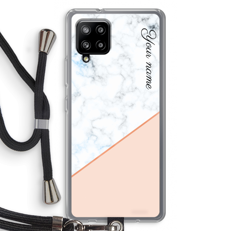 Marmer in stijl: Samsung Galaxy A42 5G Transparant Hoesje met koord