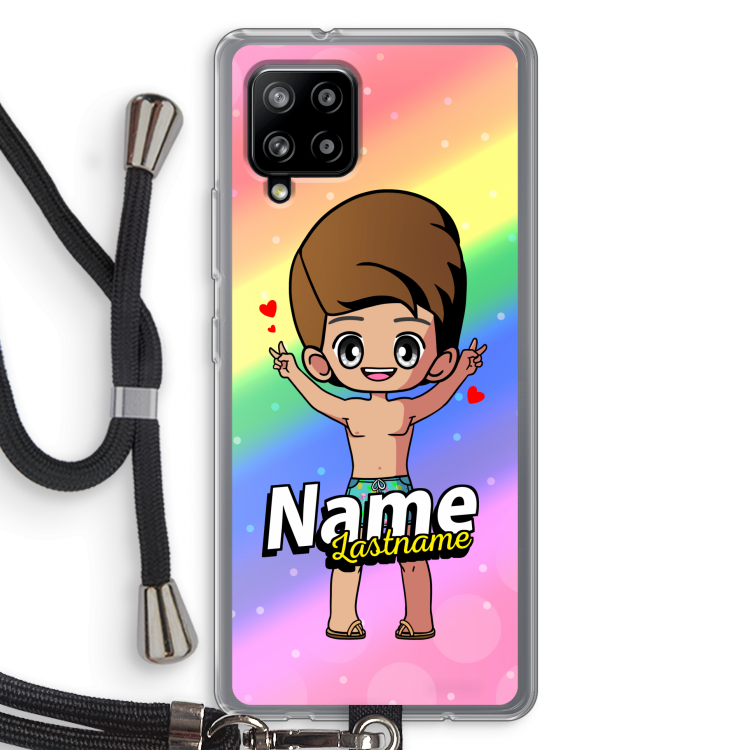Chibi Maker man: Samsung Galaxy A42 5G Transparant Hoesje met koord