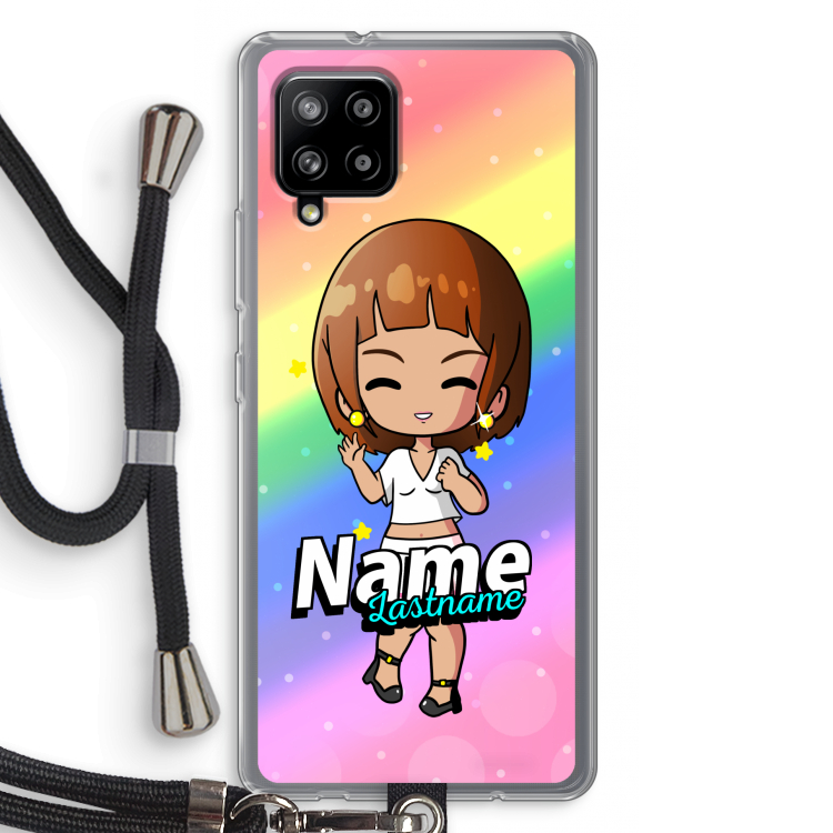 Chibi Maker vrouw: Samsung Galaxy A42 5G Transparant Hoesje met koord