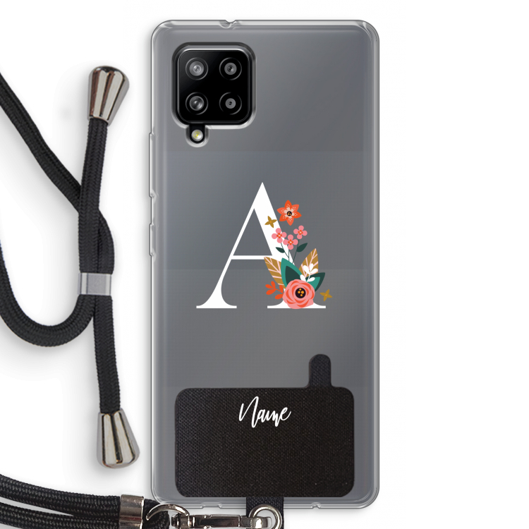 Pink Bouquet: Samsung Galaxy A42 5G Transparant Hoesje met koord