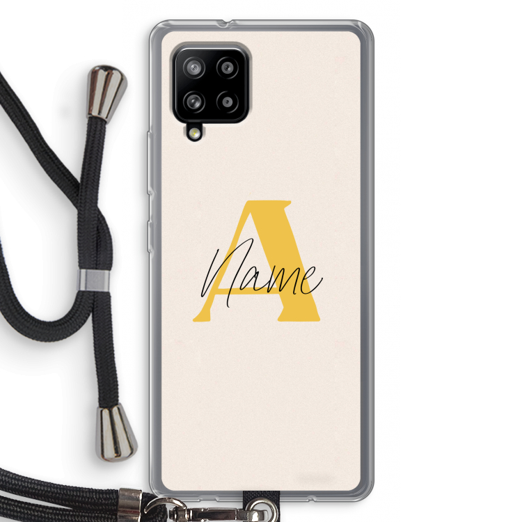 Amber Script: Samsung Galaxy A42 5G Transparant Hoesje met koord