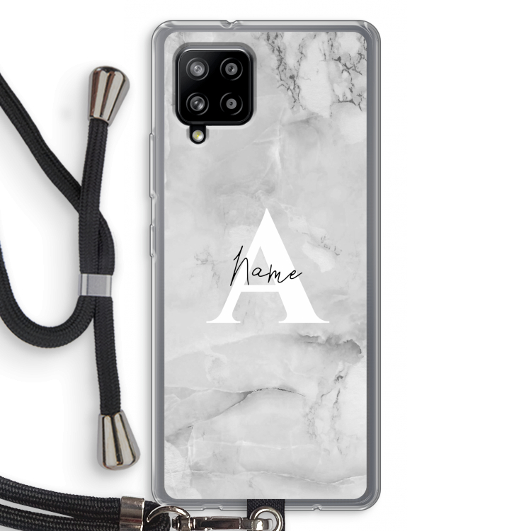 Ivory Marble: Samsung Galaxy A42 5G Transparant Hoesje met koord