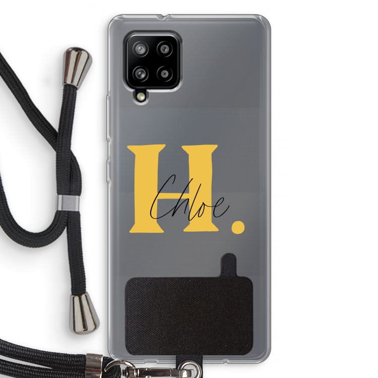 Amber Script: Samsung Galaxy A42 5G Transparant Hoesje met koord