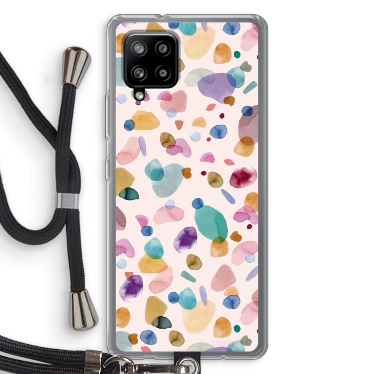 Terrazzo Memphis Pink: Samsung Galaxy A42 5G Transparant Hoesje met koord