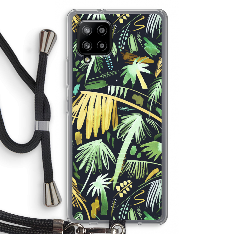 Tropical Palms Dark: Samsung Galaxy A42 5G Transparant Hoesje met koord