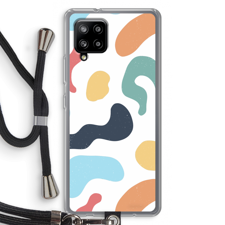 Memphis Shapes Blue: Samsung Galaxy A42 5G Transparant Hoesje met koord