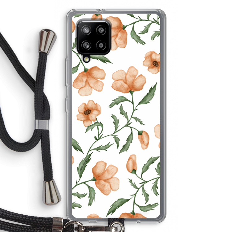 Peachy flowers: Samsung Galaxy A42 5G Transparant Hoesje met koord