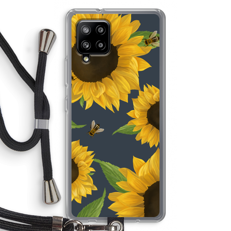 Sunflower and bees: Samsung Galaxy A42 5G Transparant Hoesje met koord