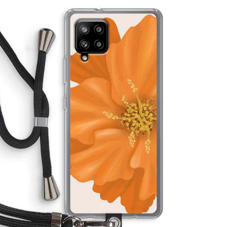 Orange Ellila flower: Samsung Galaxy A42 5G Transparant Hoesje met koord