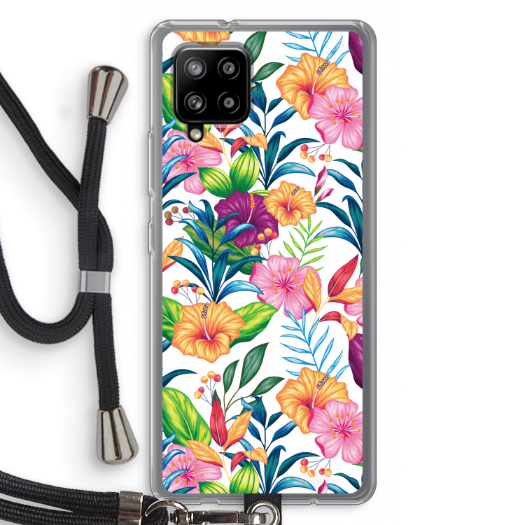 Tropisch 2: Samsung Galaxy A42 5G Transparant Hoesje met koord
