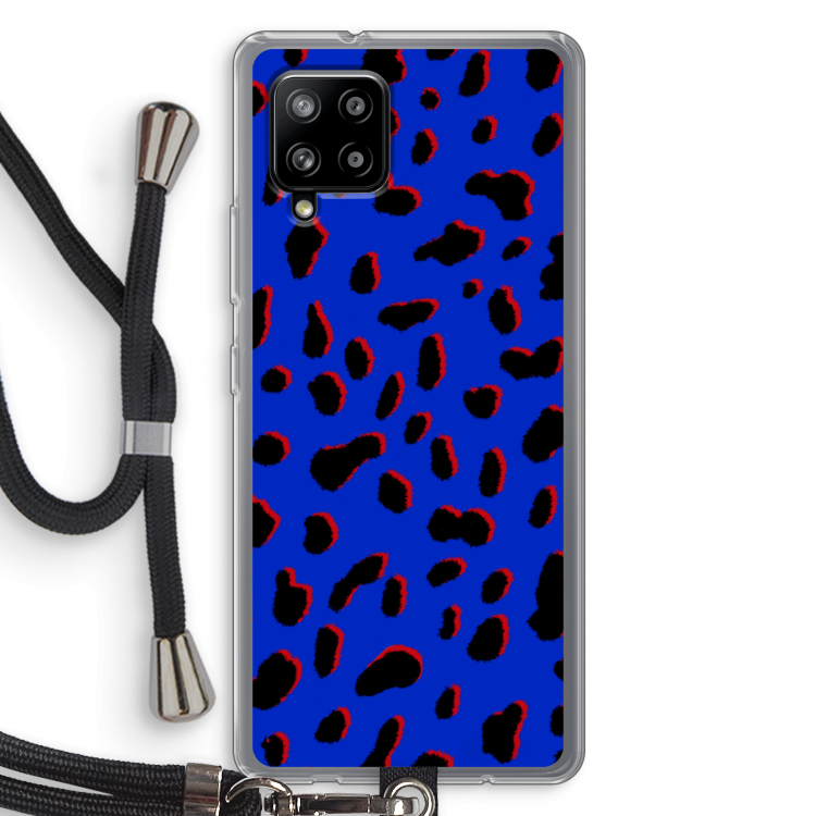 Blue Leopard: Samsung Galaxy A42 5G Transparant Hoesje met koord