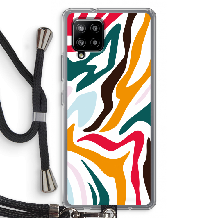 Colored Zebra: Samsung Galaxy A42 5G Transparant Hoesje met koord