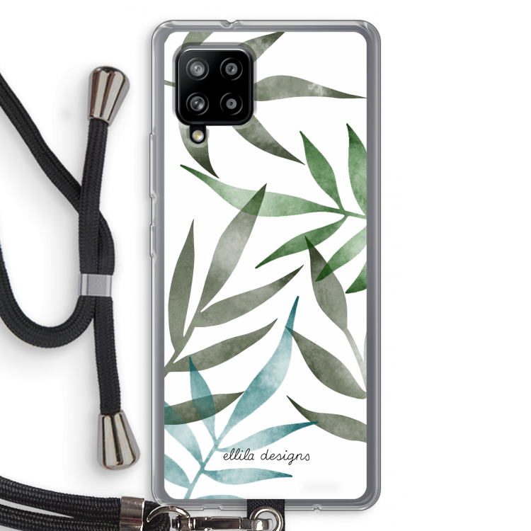 Tropical watercolor leaves: Samsung Galaxy A42 5G Transparant Hoesje met koord