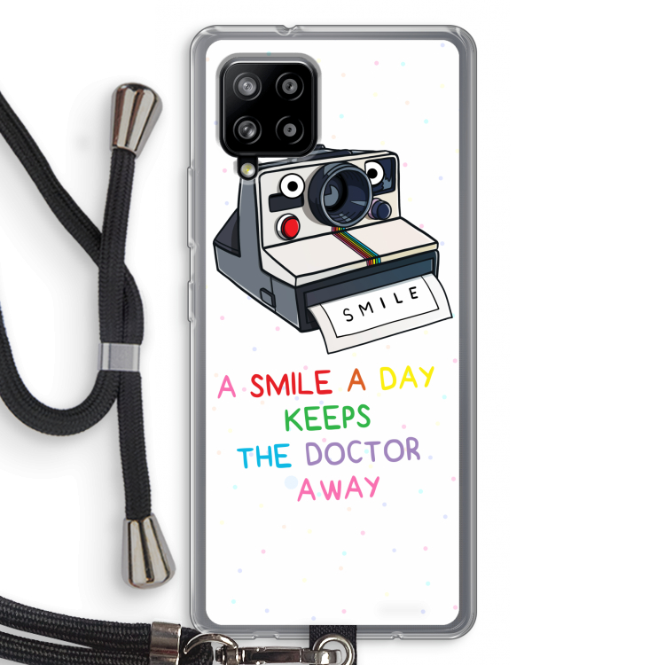 Smile: Samsung Galaxy A42 5G Transparant Hoesje met koord
