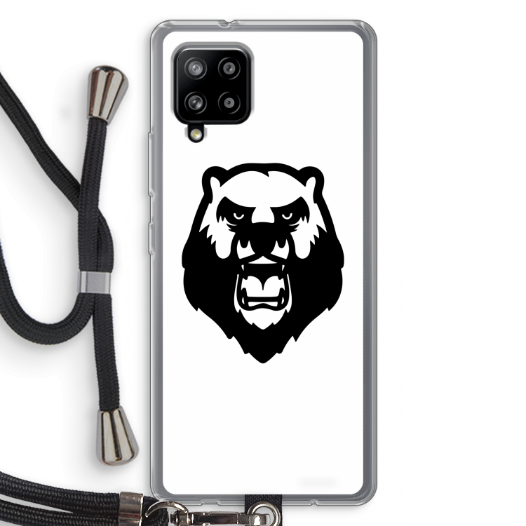 Angry Bear (white): Samsung Galaxy A42 5G Transparant Hoesje met koord
