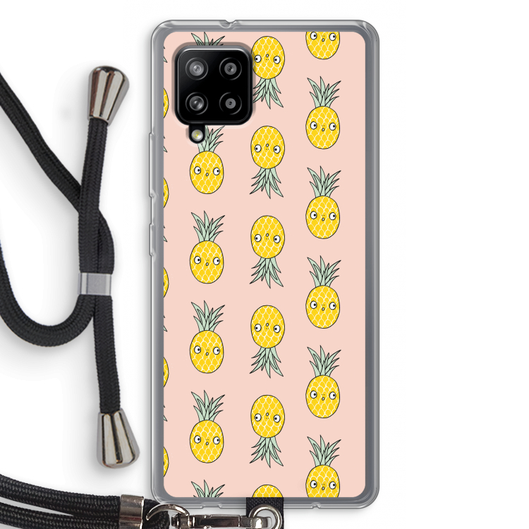 Ananas: Samsung Galaxy A42 5G Transparant Hoesje met koord