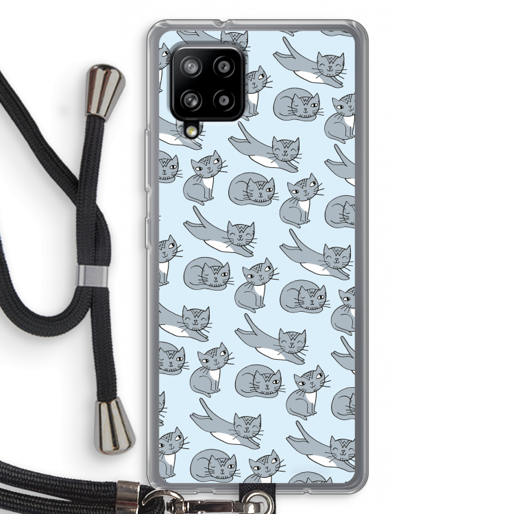 Poezen: Samsung Galaxy A42 5G Transparant Hoesje met koord