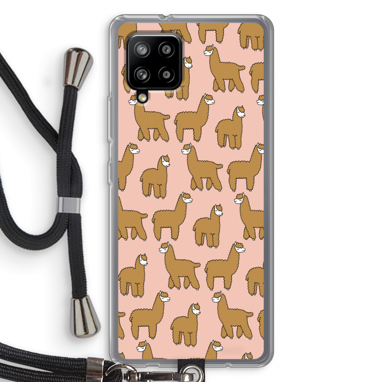 Alpacas: Samsung Galaxy A42 5G Transparant Hoesje met koord