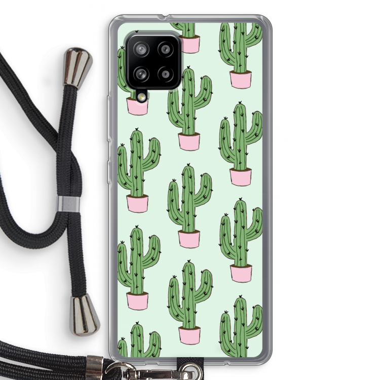 Cactus Lover: Samsung Galaxy A42 5G Transparant Hoesje met koord