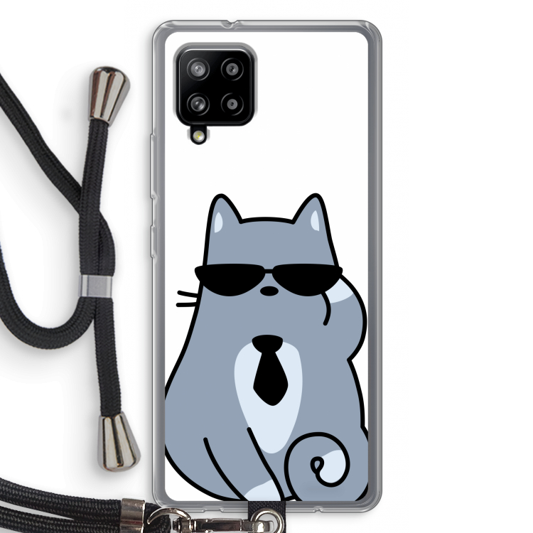 Cool cat: Samsung Galaxy A42 5G Transparant Hoesje met koord