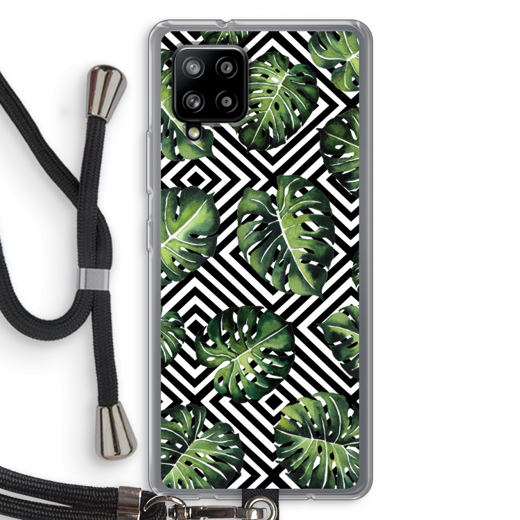 Geometrische jungle: Samsung Galaxy A42 5G Transparant Hoesje met koord