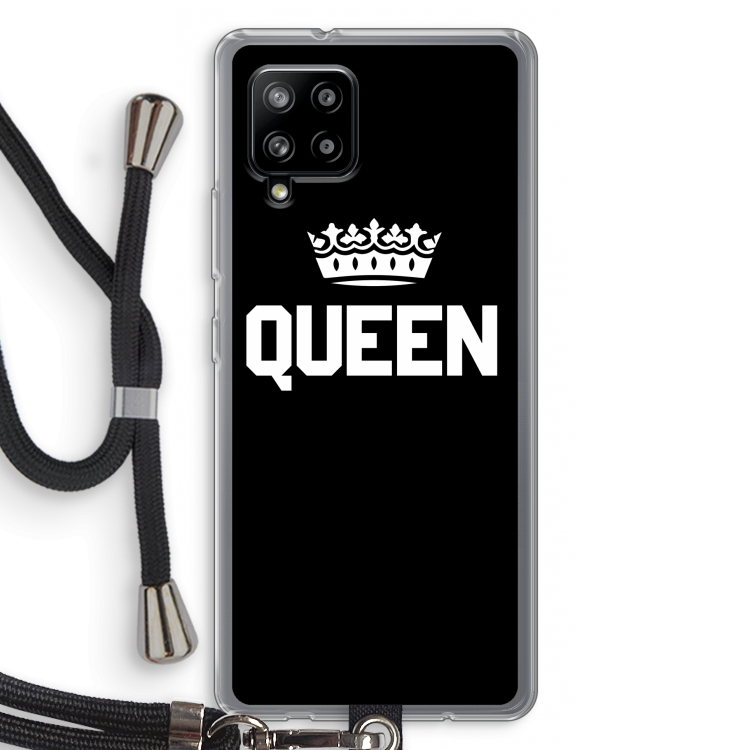 Queen zwart: Samsung Galaxy A42 5G Transparant Hoesje met koord