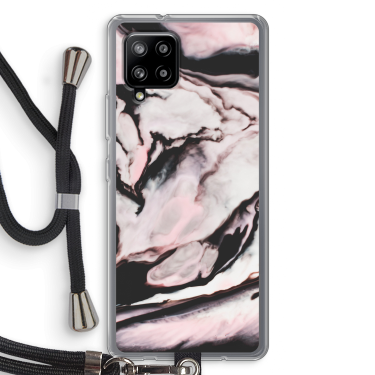 Roze stroom: Samsung Galaxy A42 5G Transparant Hoesje met koord