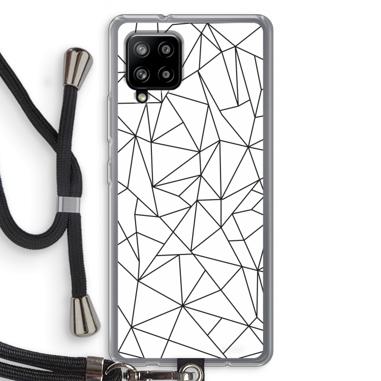 Geometrische lijnen zwart: Samsung Galaxy A42 5G Transparant Hoesje met koord