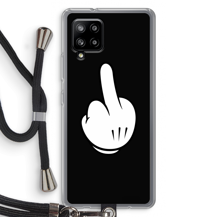 Middle finger black: Samsung Galaxy A42 5G Transparant Hoesje met koord