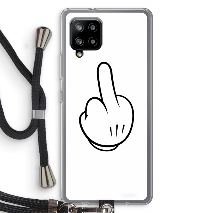 Middle finger white: Samsung Galaxy A42 5G Transparant Hoesje met koord