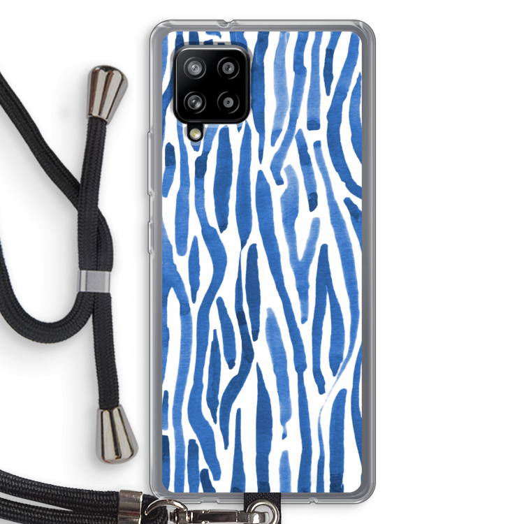 Blauwe nerven: Samsung Galaxy A42 5G Transparant Hoesje met koord