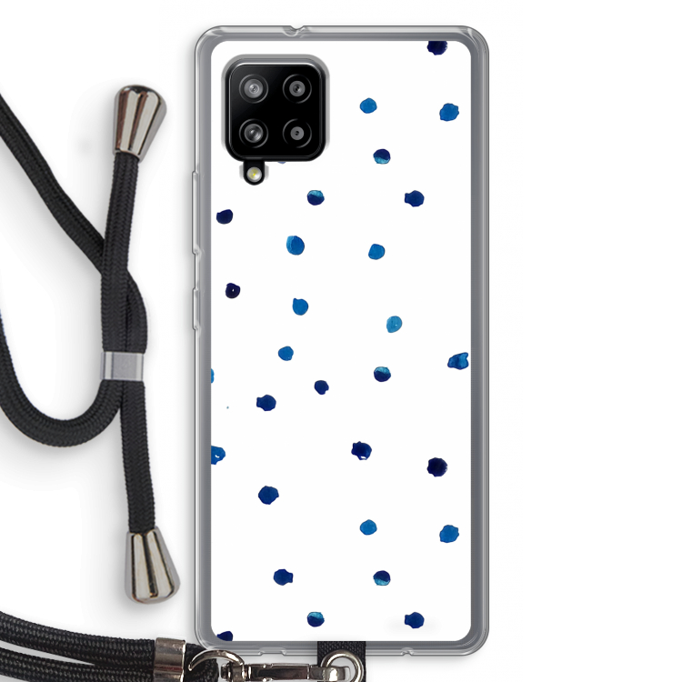Blauwe stippen: Samsung Galaxy A42 5G Transparant Hoesje met koord