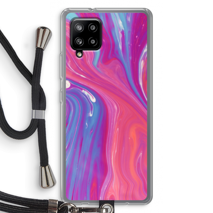 Paarse stroom: Samsung Galaxy A42 5G Transparant Hoesje met koord