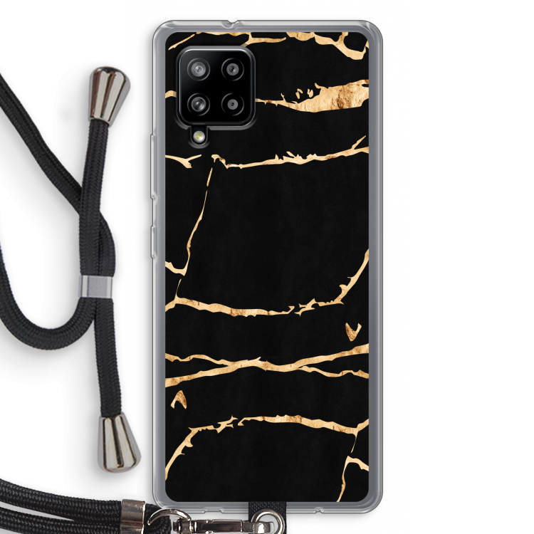 Gouden marmer: Samsung Galaxy A42 5G Transparant Hoesje met koord