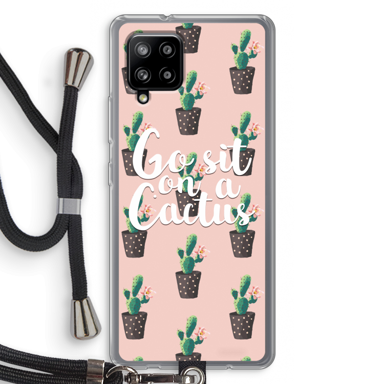 Cactus quote: Samsung Galaxy A42 5G Transparant Hoesje met koord