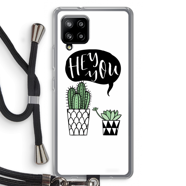 Hey you cactus: Samsung Galaxy A42 5G Transparant Hoesje met koord