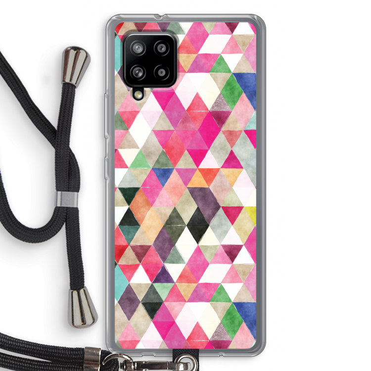 Gekleurde driehoekjes: Samsung Galaxy A42 5G Transparant Hoesje met koord
