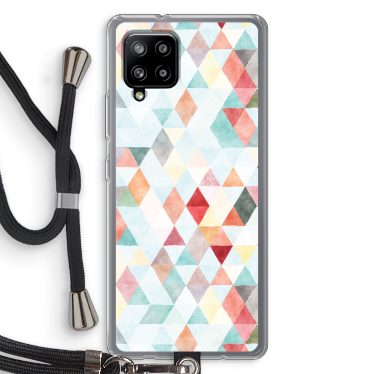 Gekleurde driehoekjes pastel: Samsung Galaxy A42 5G Transparant Hoesje met koord