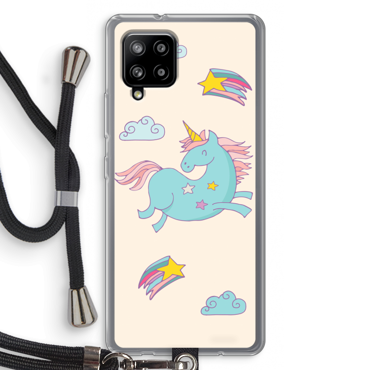 Vliegende eenhoorn: Samsung Galaxy A42 5G Transparant Hoesje met koord