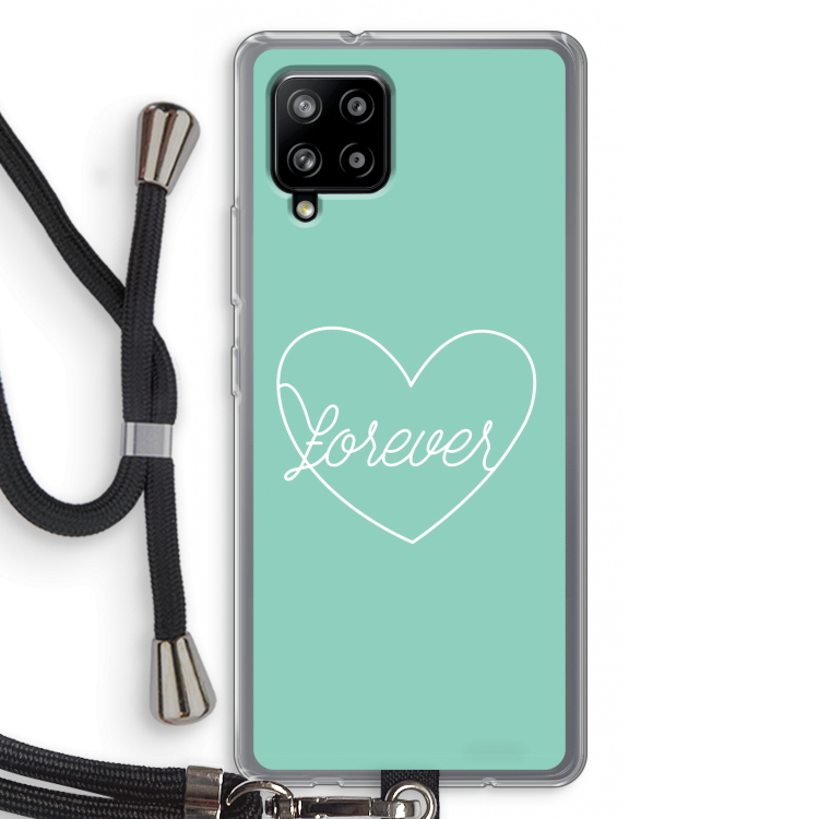 Forever heart pastel: Samsung Galaxy A42 5G Transparant Hoesje met koord