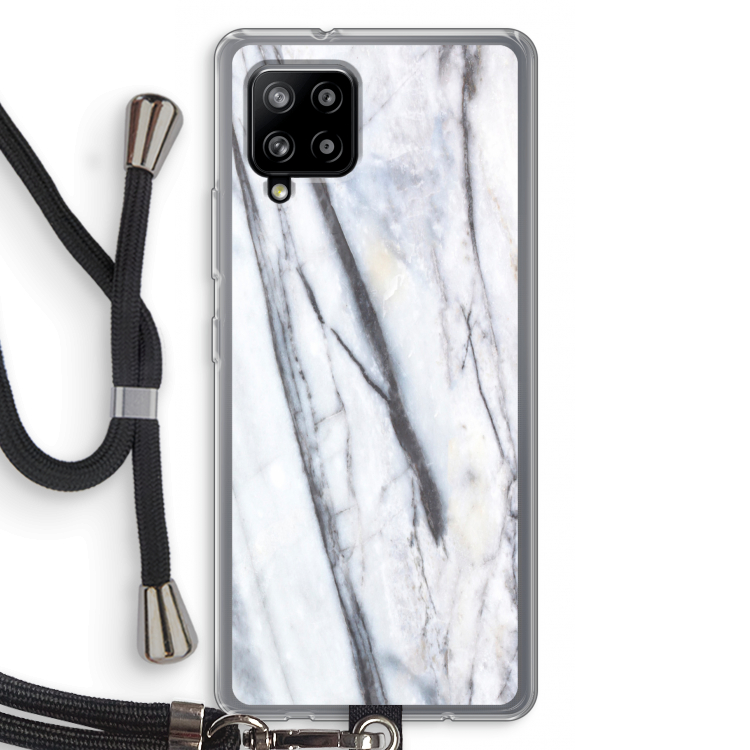 Gestreepte marmer: Samsung Galaxy A42 5G Transparant Hoesje met koord