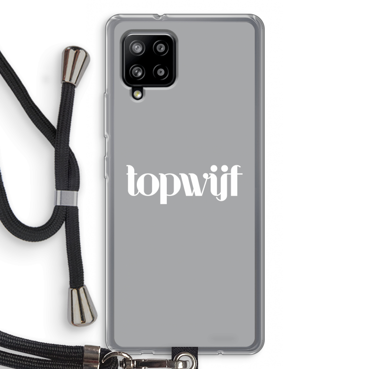 Topwijf Grijs Wit: Samsung Galaxy A42 5G Transparant Hoesje met koord