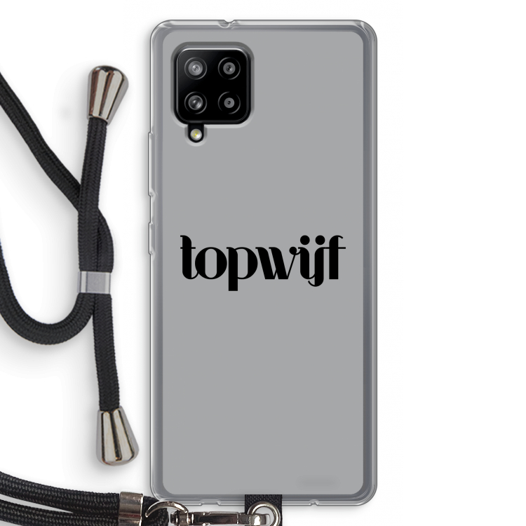 Topwijf Grijs Zwart: Samsung Galaxy A42 5G Transparant Hoesje met koord