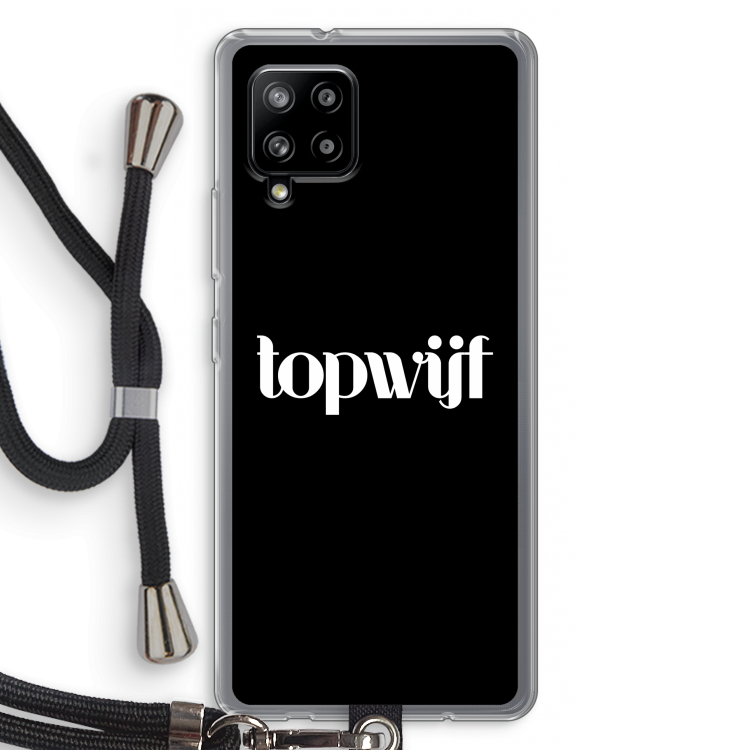Topwijf Zwart: Samsung Galaxy A42 5G Transparant Hoesje met koord