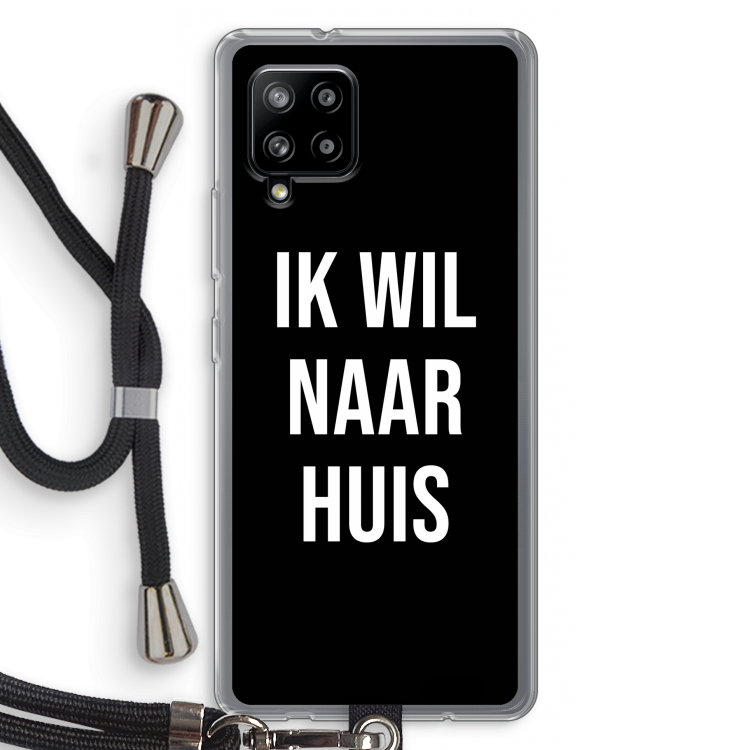 Ik wil naar huis - Zwart: Samsung Galaxy A42 5G Transparant Hoesje met koord