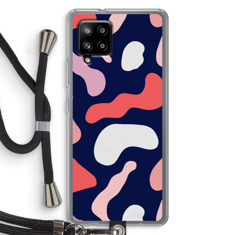 Memphis Shapes Pink: Samsung Galaxy A42 5G Transparant Hoesje met koord