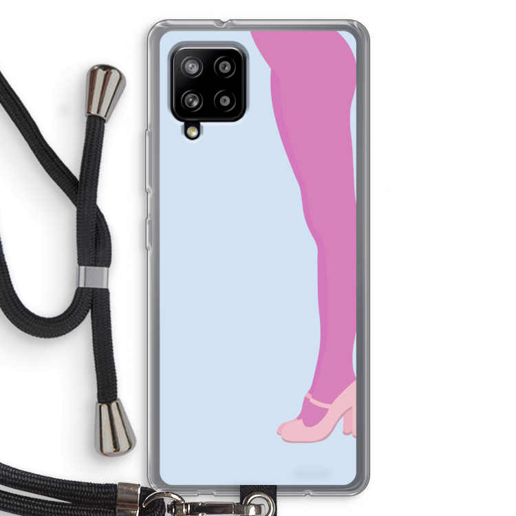 Pink panty: Samsung Galaxy A42 5G Transparant Hoesje met koord