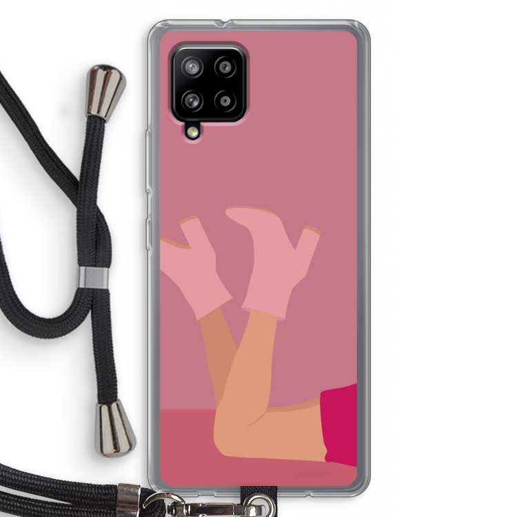 Pink boots: Samsung Galaxy A42 5G Transparant Hoesje met koord